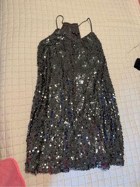 Express sequin Slip Dress size small black & gray